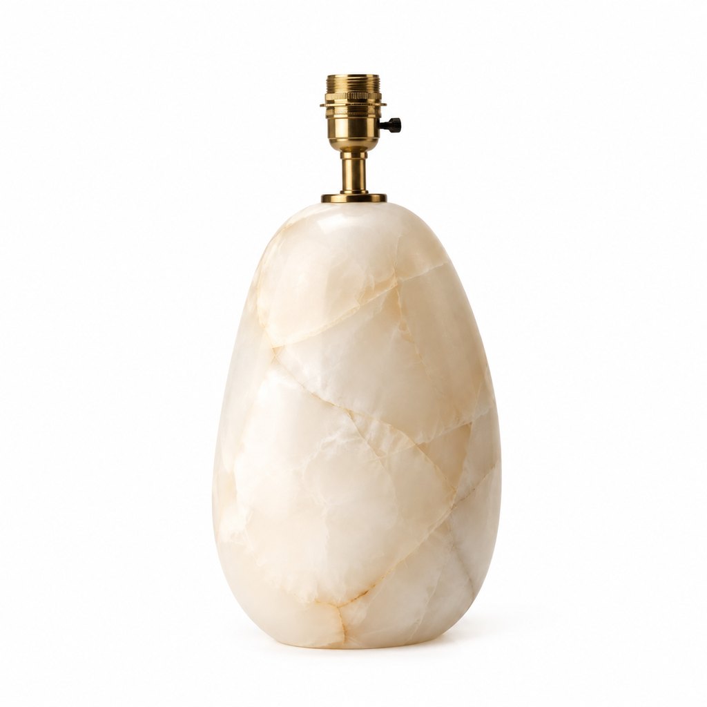 Sienna solid alabaster table lamp with linen shade — view 5