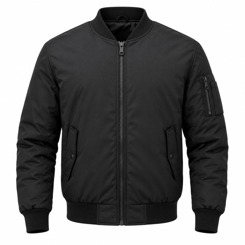 Bomber Flight Jacket in Black — wholesale menswear product photo