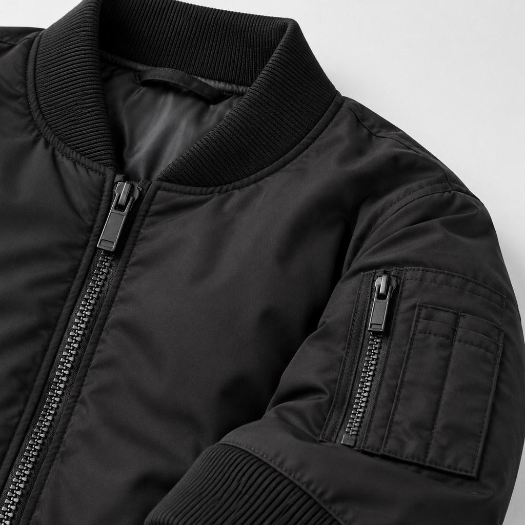 Bomber Flight Jacket in Black — wholesale menswear product photo — view 3