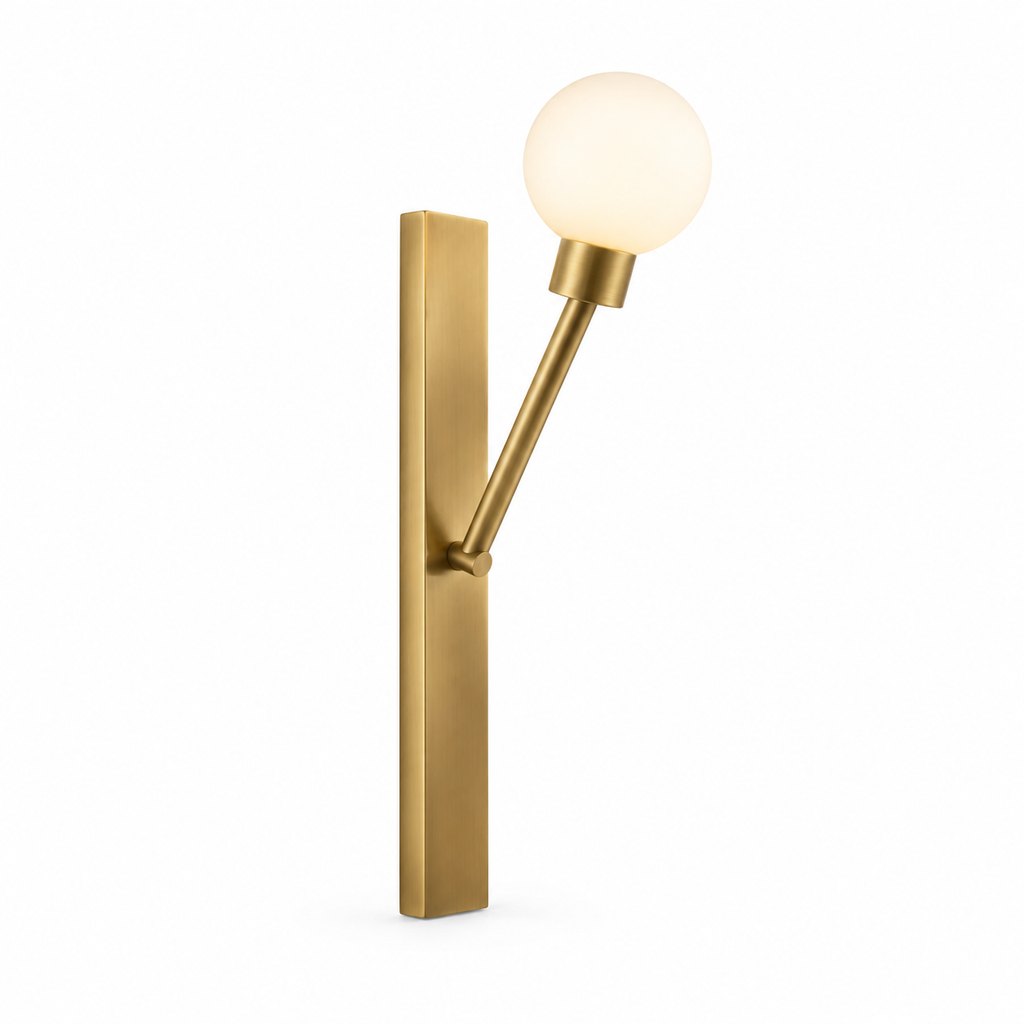 Lucca brushed brass wall sconce with frosted glass globe