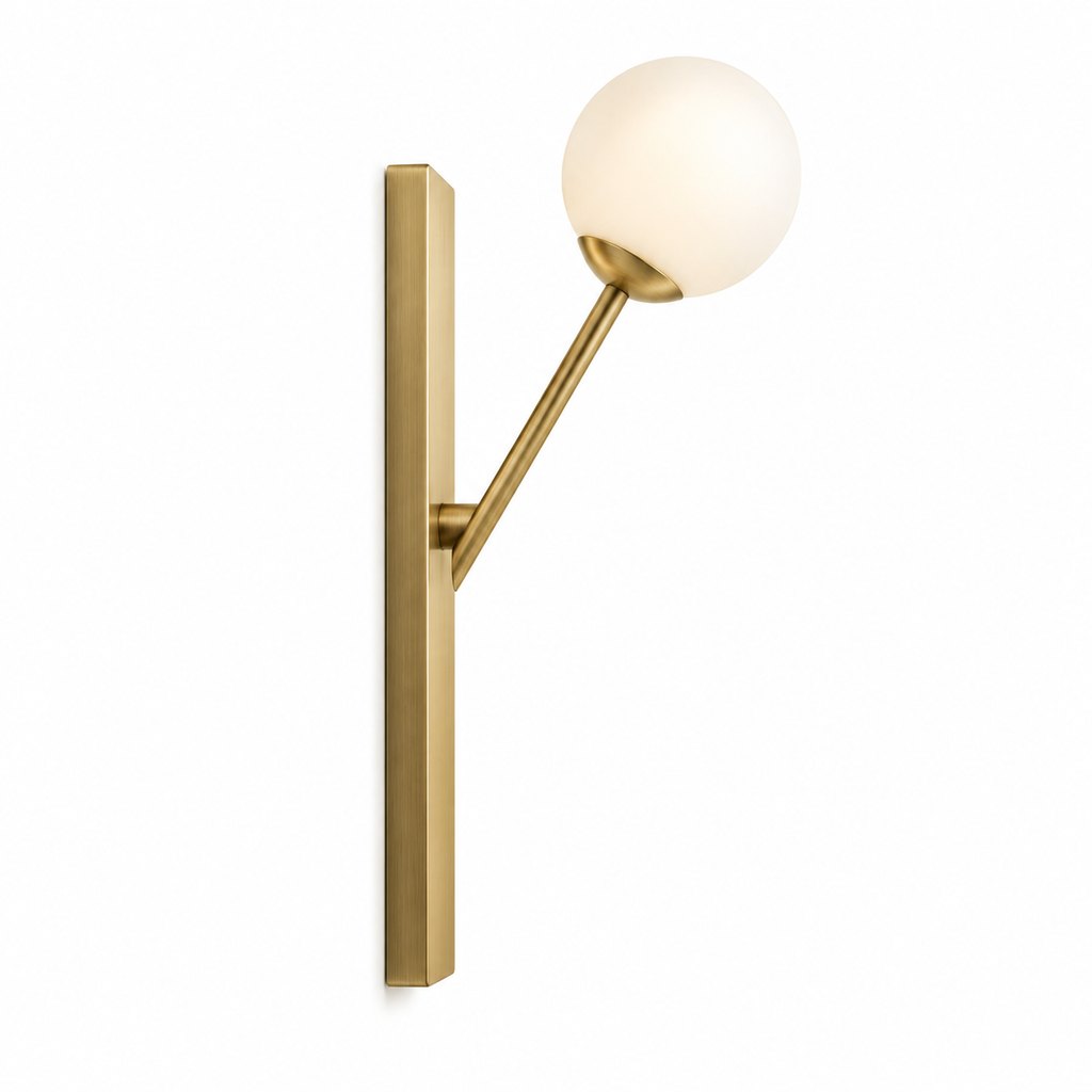 Lucca brushed brass wall sconce with frosted glass globe — view 5