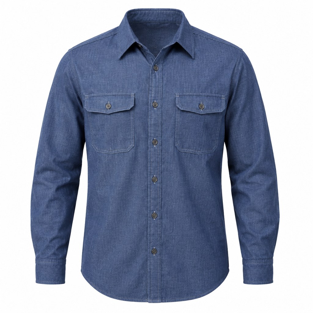 Chambray Work Shirt in Indigo — wholesale menswear product photo