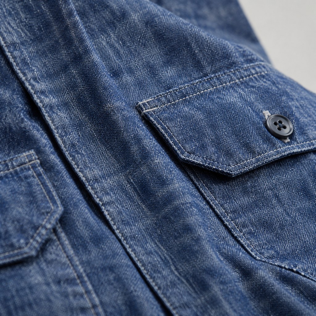 Chambray Work Shirt in Indigo — wholesale menswear product photo — view 2