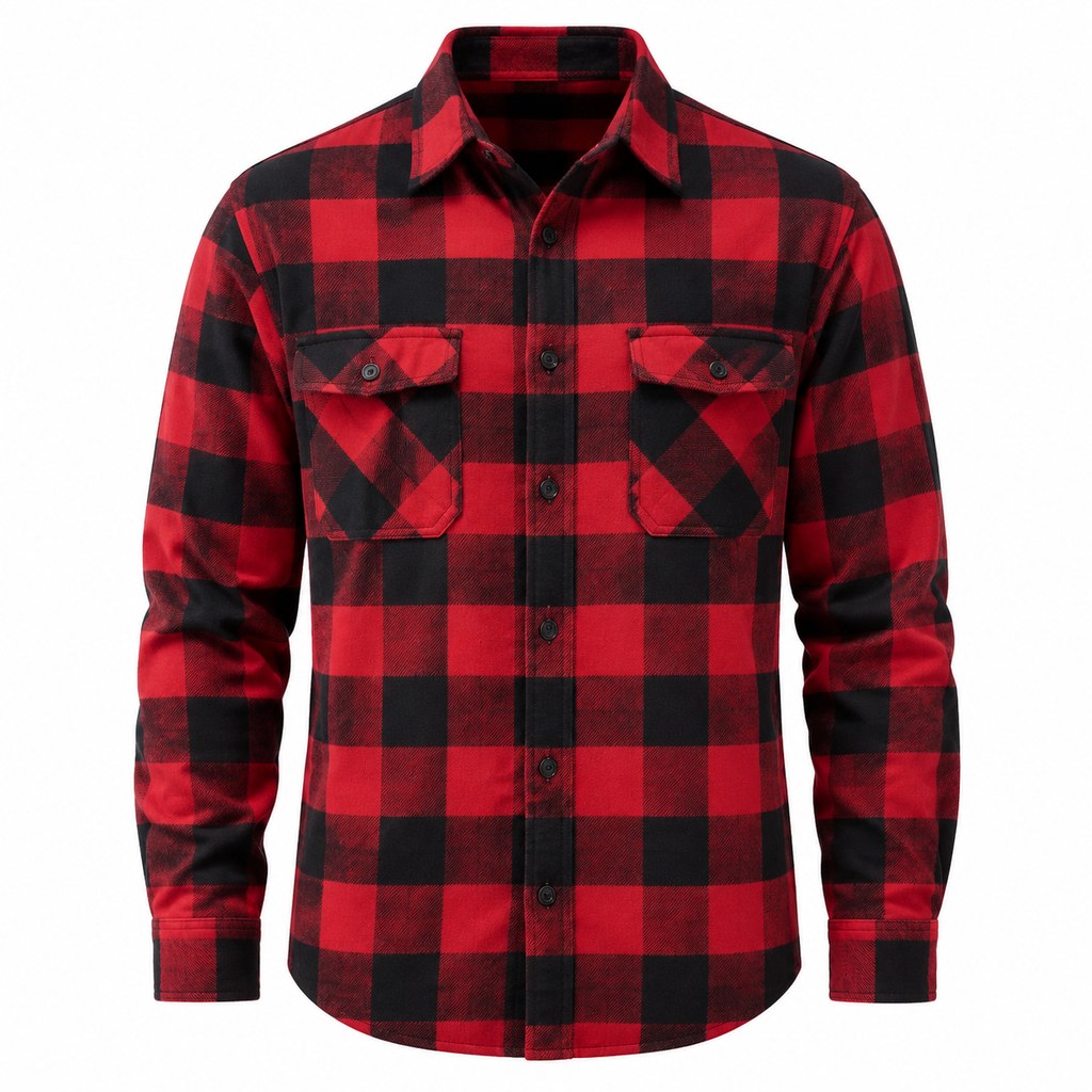 Brushed Flannel Overshirt in Red Check — wholesale menswear product photo