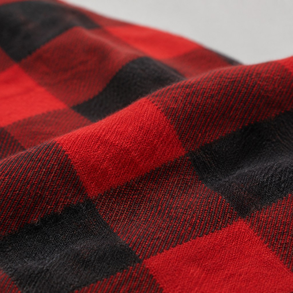 Brushed Flannel Overshirt in Red Check — wholesale menswear product photo — view 2