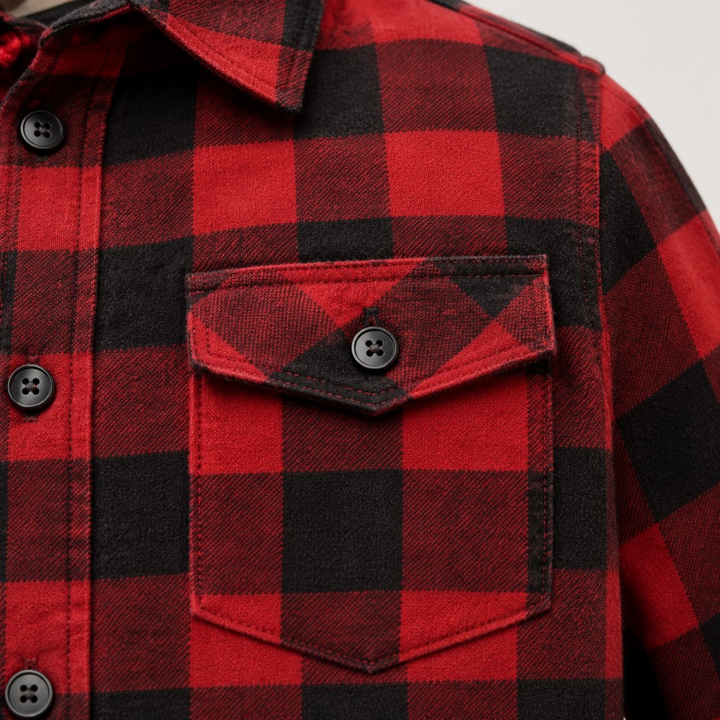 Brushed Flannel Overshirt in Red Check — wholesale menswear product photo — view 3