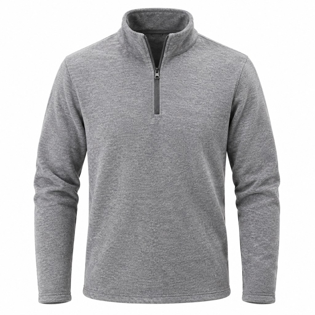 Half-Zip Fleece Pullover in Grey Marl — wholesale menswear product photo