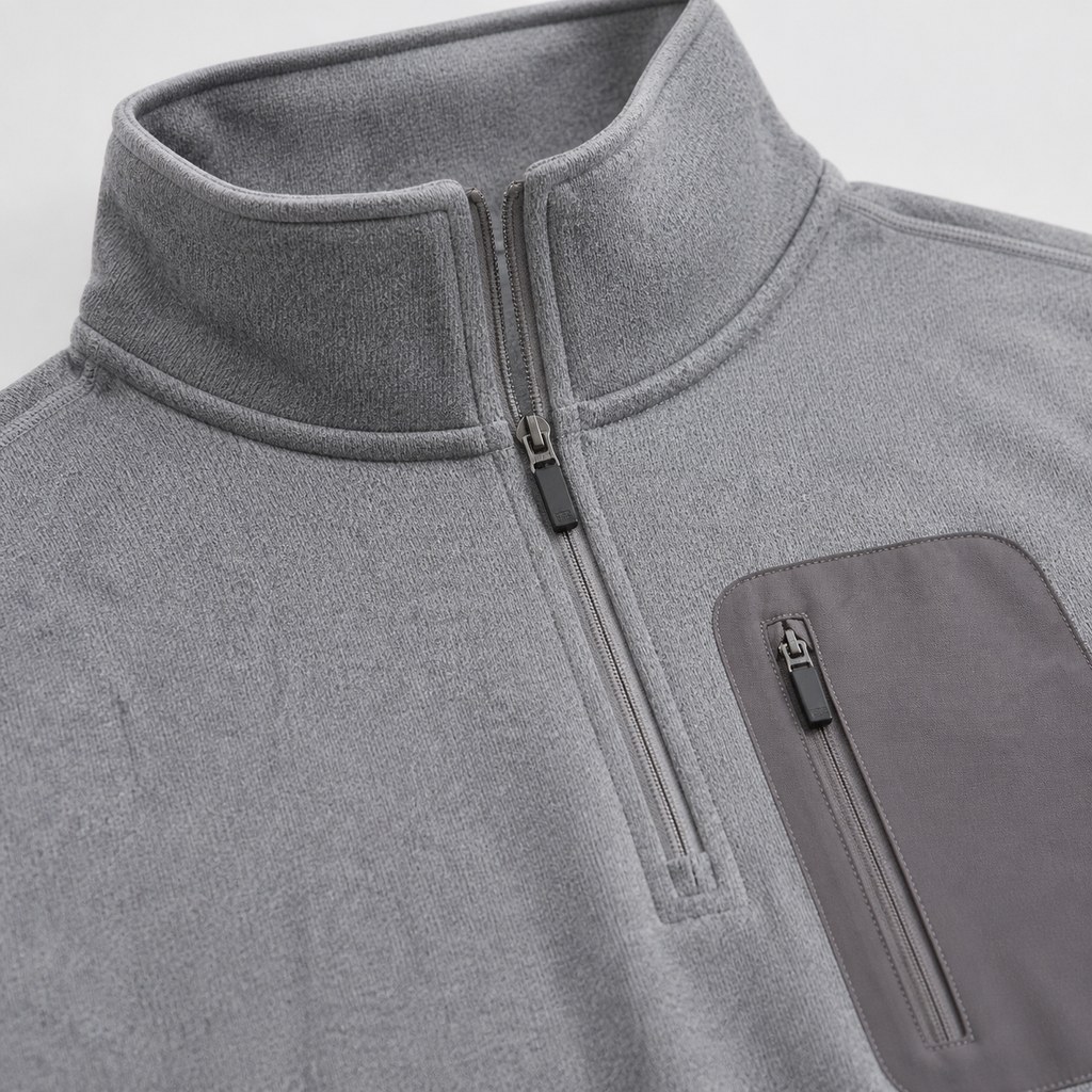 Half-Zip Fleece Pullover in Grey Marl — wholesale menswear product photo — view 3