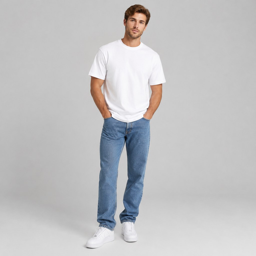 Heavyweight Basic Tee in White — wholesale menswear product photo — view 4