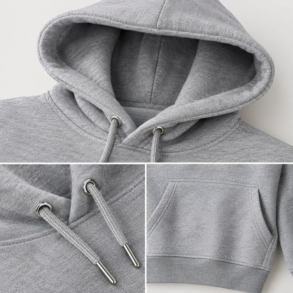 Heavyweight Pullover Hoodie in Heather Grey — wholesale menswear product photo — view 3