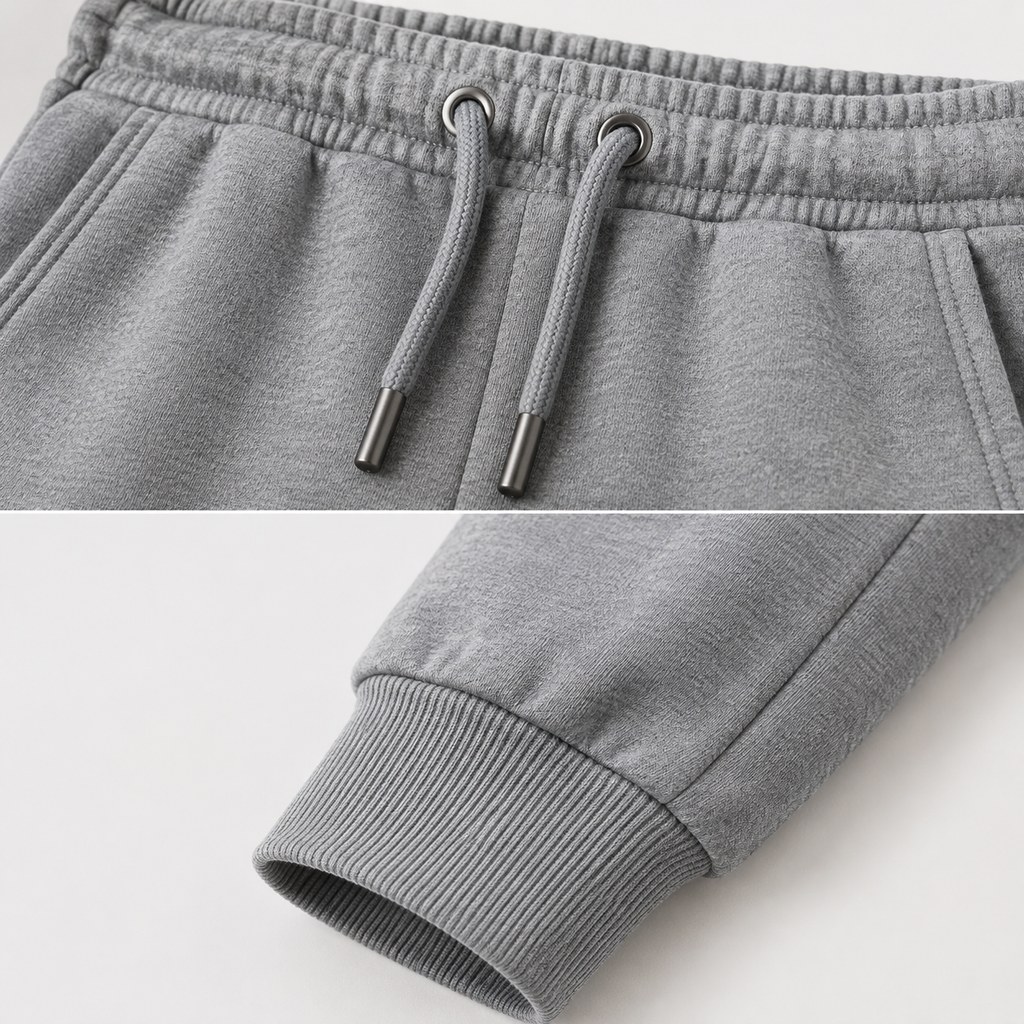 Fleece Jogger Sweatpants in Heather Grey — wholesale menswear product photo — view 3