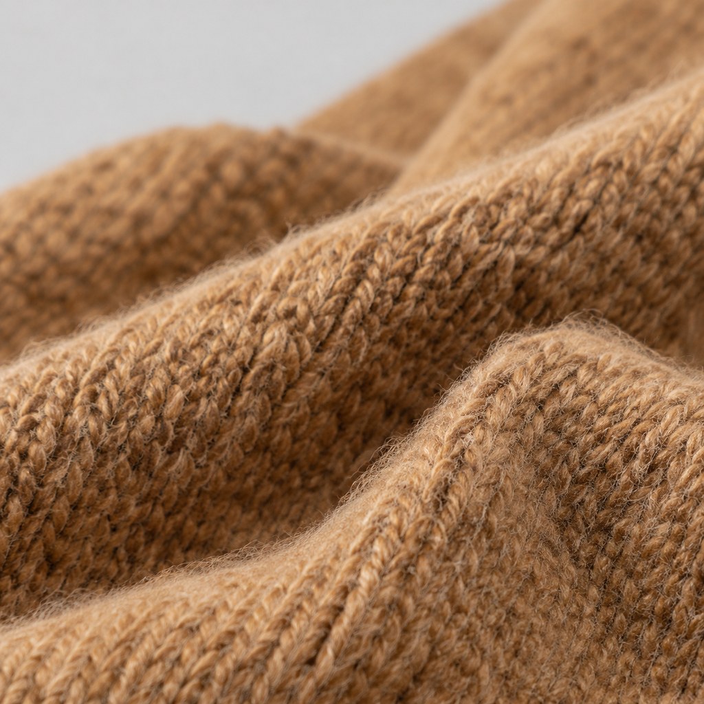 Lambswool V-Neck Sweater in Camel — wholesale menswear product photo — view 2