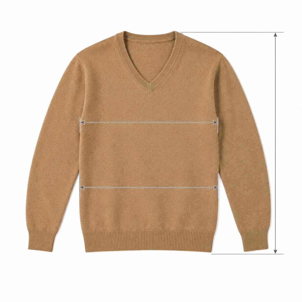 Lambswool V-Neck Sweater in Camel — wholesale menswear product photo — view 5