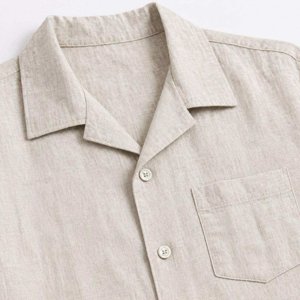 Linen Camp-Collar Shirt in Natural — wholesale menswear product photo — view 3
