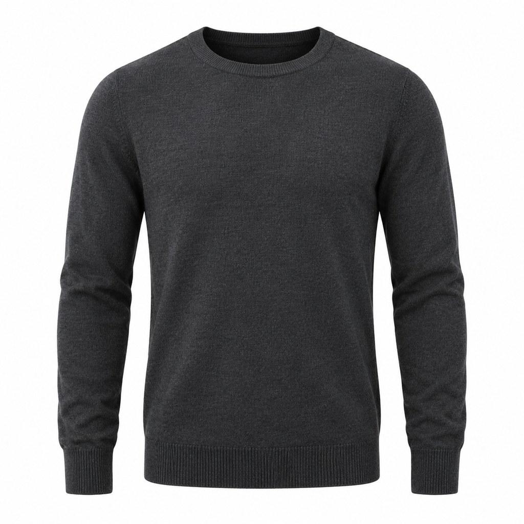 Merino-Blend Crew Sweater in Charcoal — wholesale menswear product photo