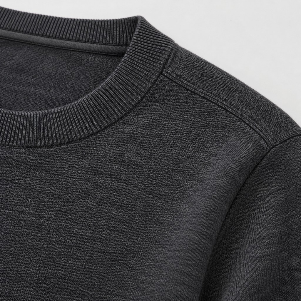 Merino-Blend Crew Sweater in Charcoal — wholesale menswear product photo — view 3