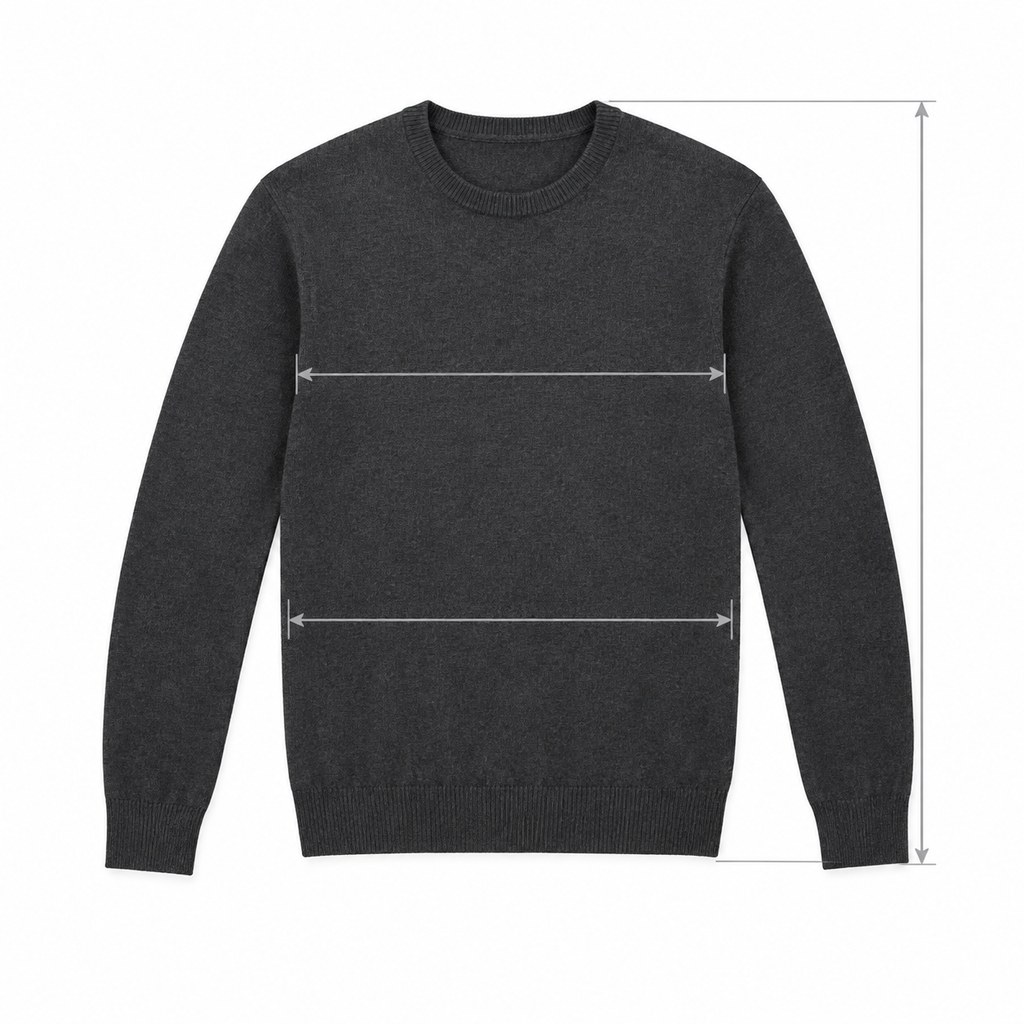 Merino-Blend Crew Sweater in Charcoal — wholesale menswear product photo — view 5