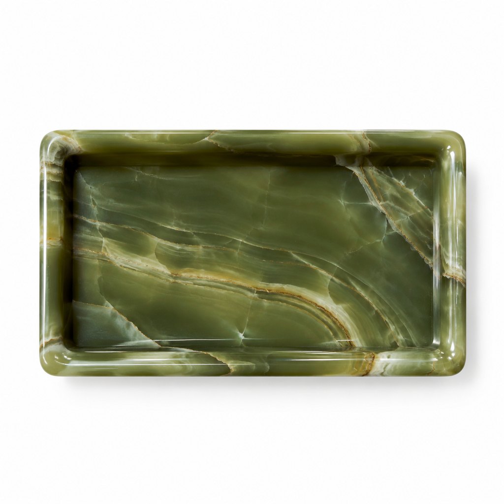 Verona green onyx rectangular decor tray — view 5
