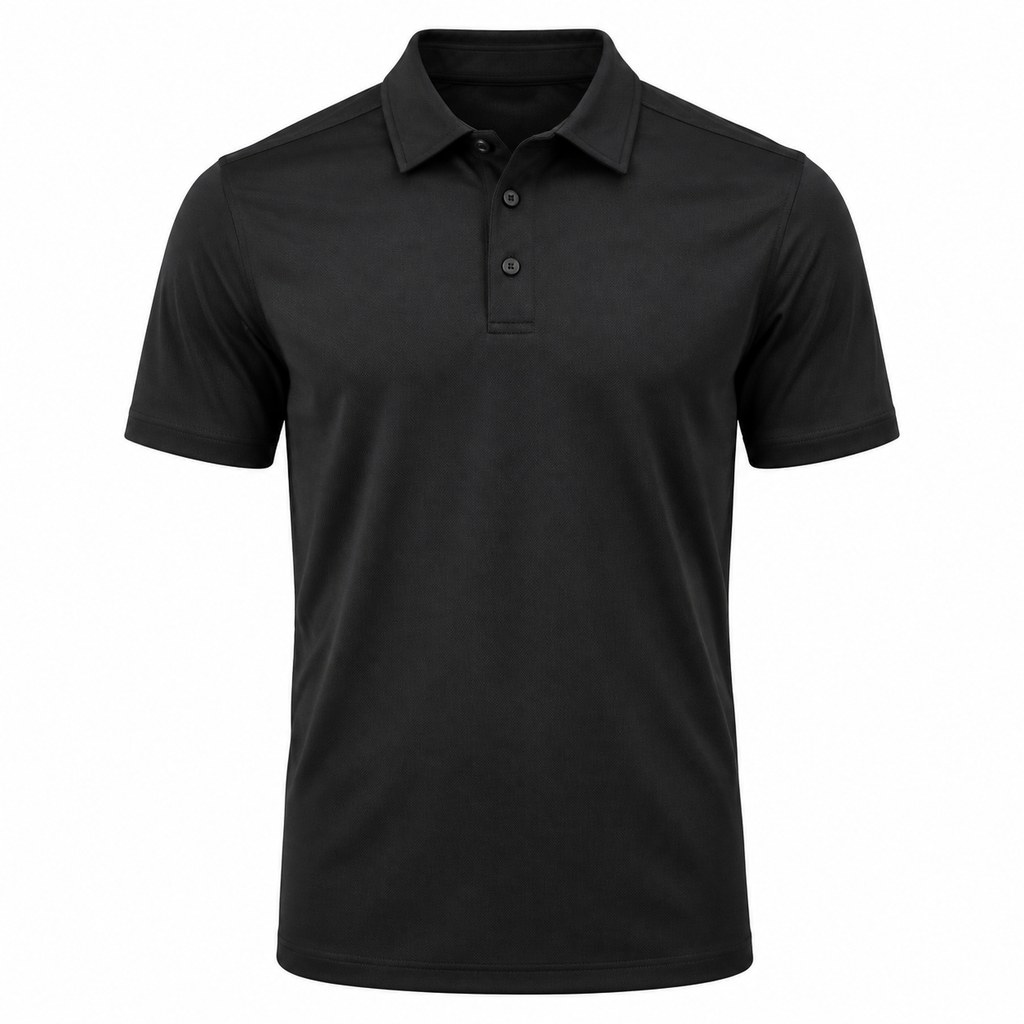 Performance Pique Polo in Black — wholesale menswear product photo