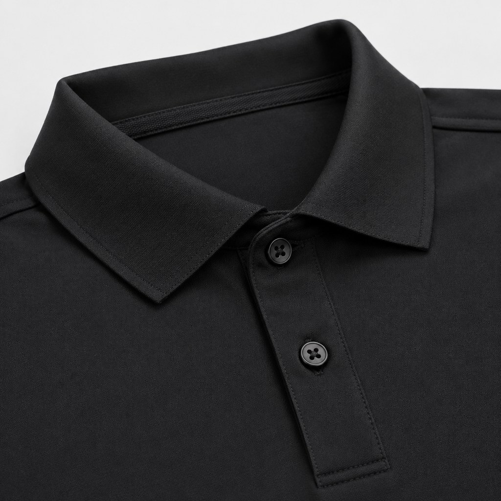 Performance Pique Polo in Black — wholesale menswear product photo — view 3