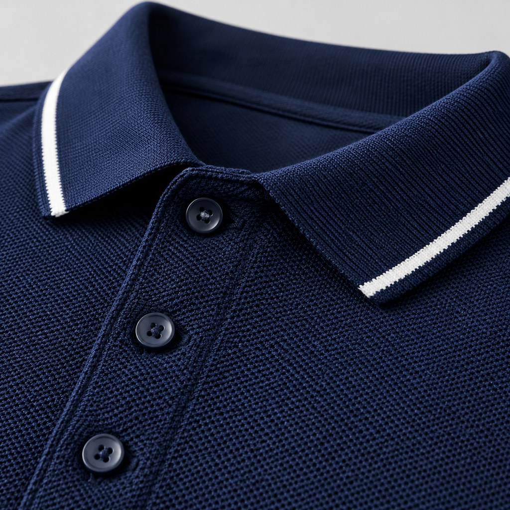 Pique Polo Shirt in Navy — wholesale menswear product photo — view 2