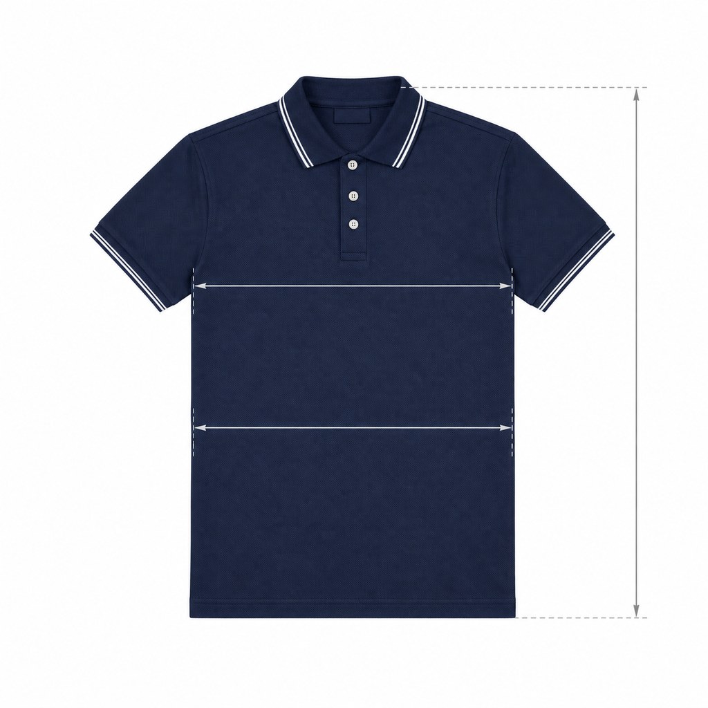 Pique Polo Shirt in Navy — wholesale menswear product photo — view 5