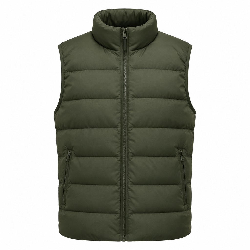Quilted Puffer Vest in Olive — wholesale menswear product photo