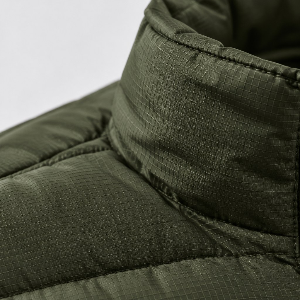 Quilted Puffer Vest in Olive — wholesale menswear product photo — view 2