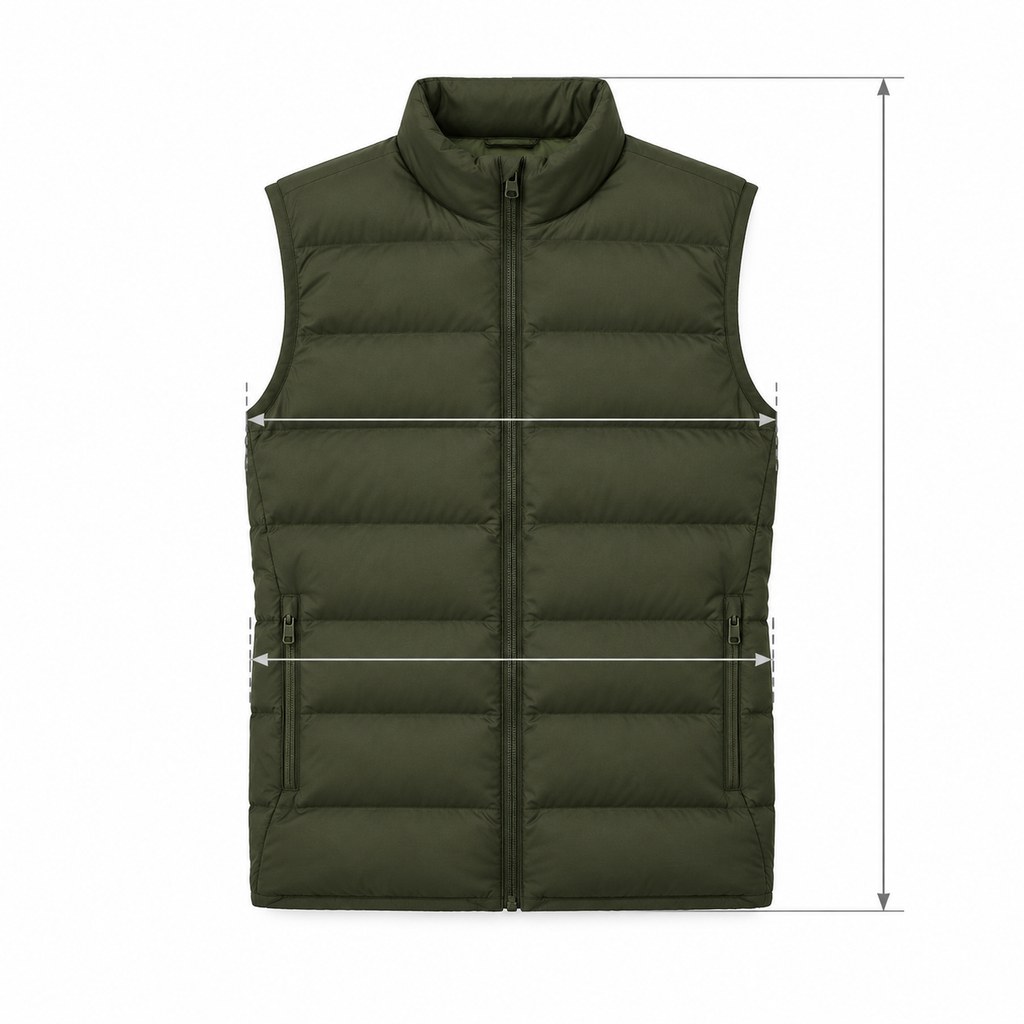 Quilted Puffer Vest in Olive — wholesale menswear product photo — view 5
