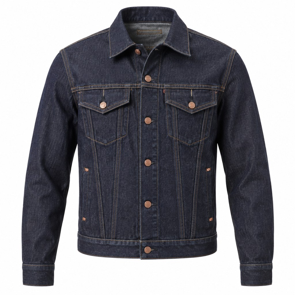 Raw Denim Trucker Jacket in Indigo Raw — wholesale menswear product photo