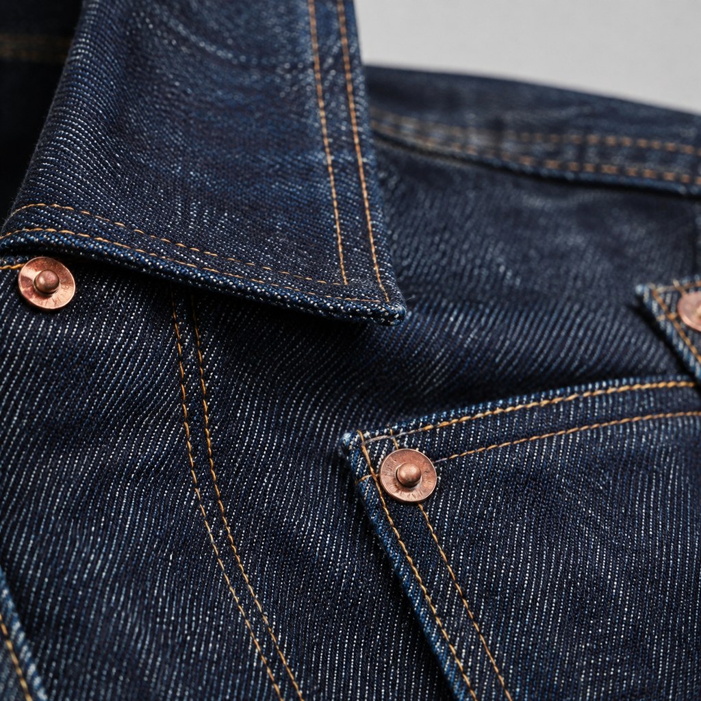 Raw Denim Trucker Jacket in Indigo Raw — wholesale menswear product photo — view 2