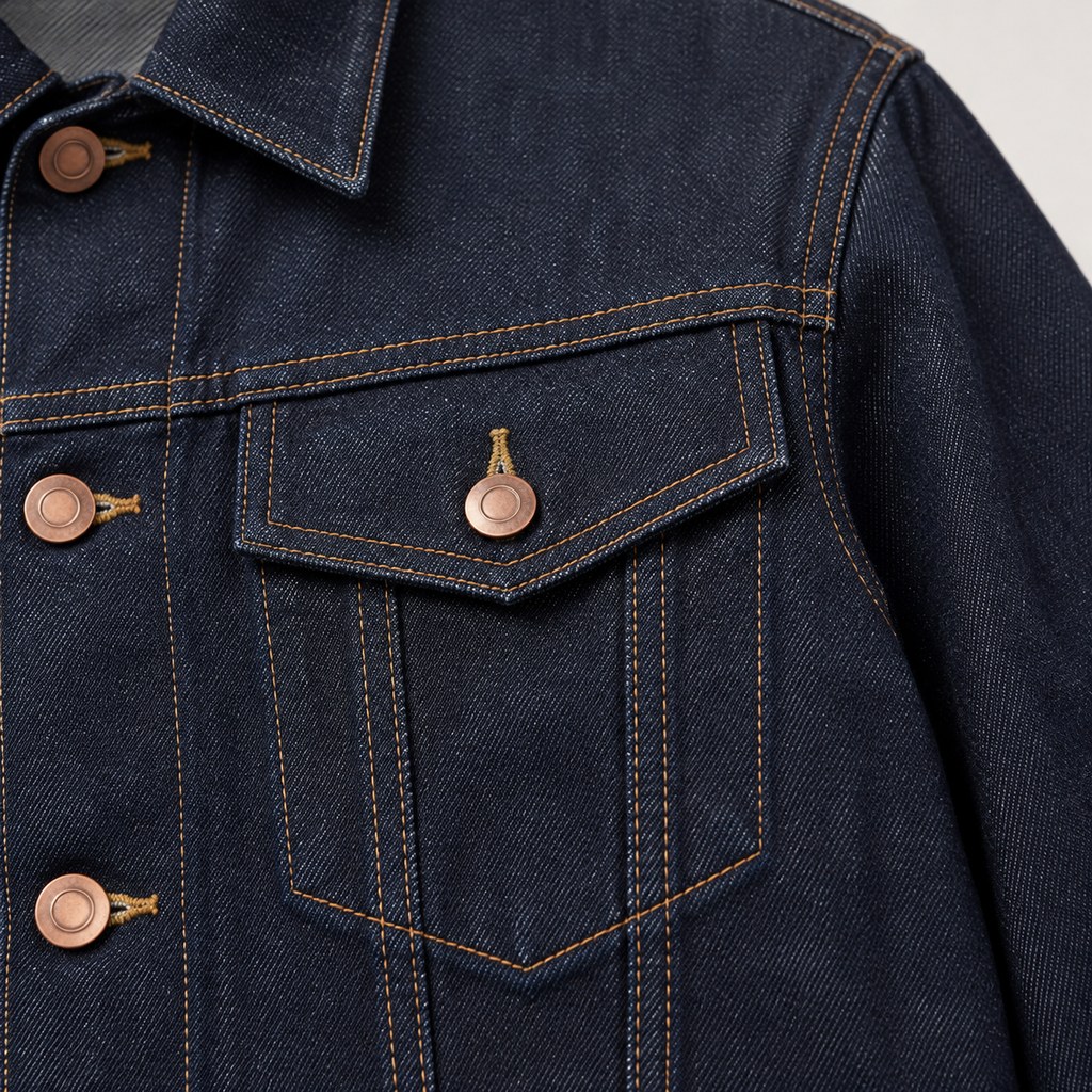 Raw Denim Trucker Jacket in Indigo Raw — wholesale menswear product photo — view 3