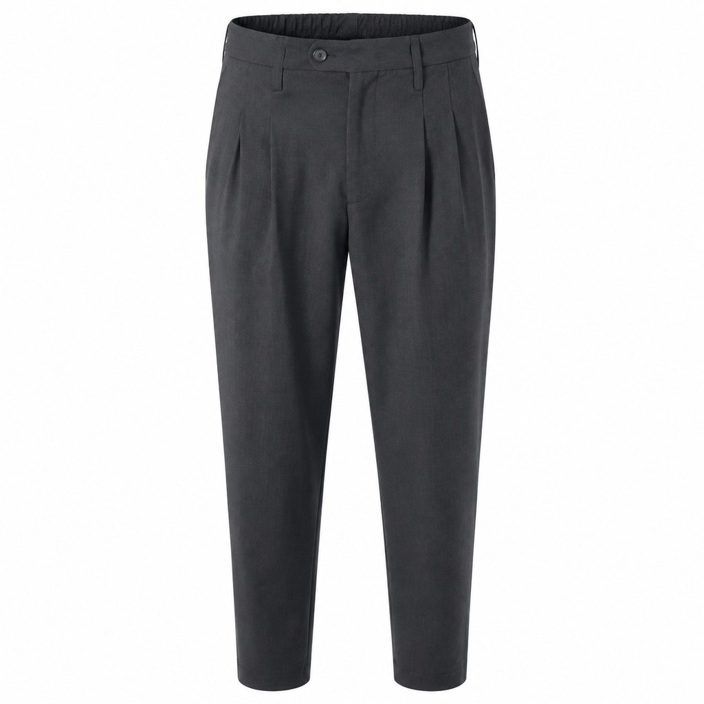 Relaxed Pleated Trousers in Charcoal — wholesale menswear product photo