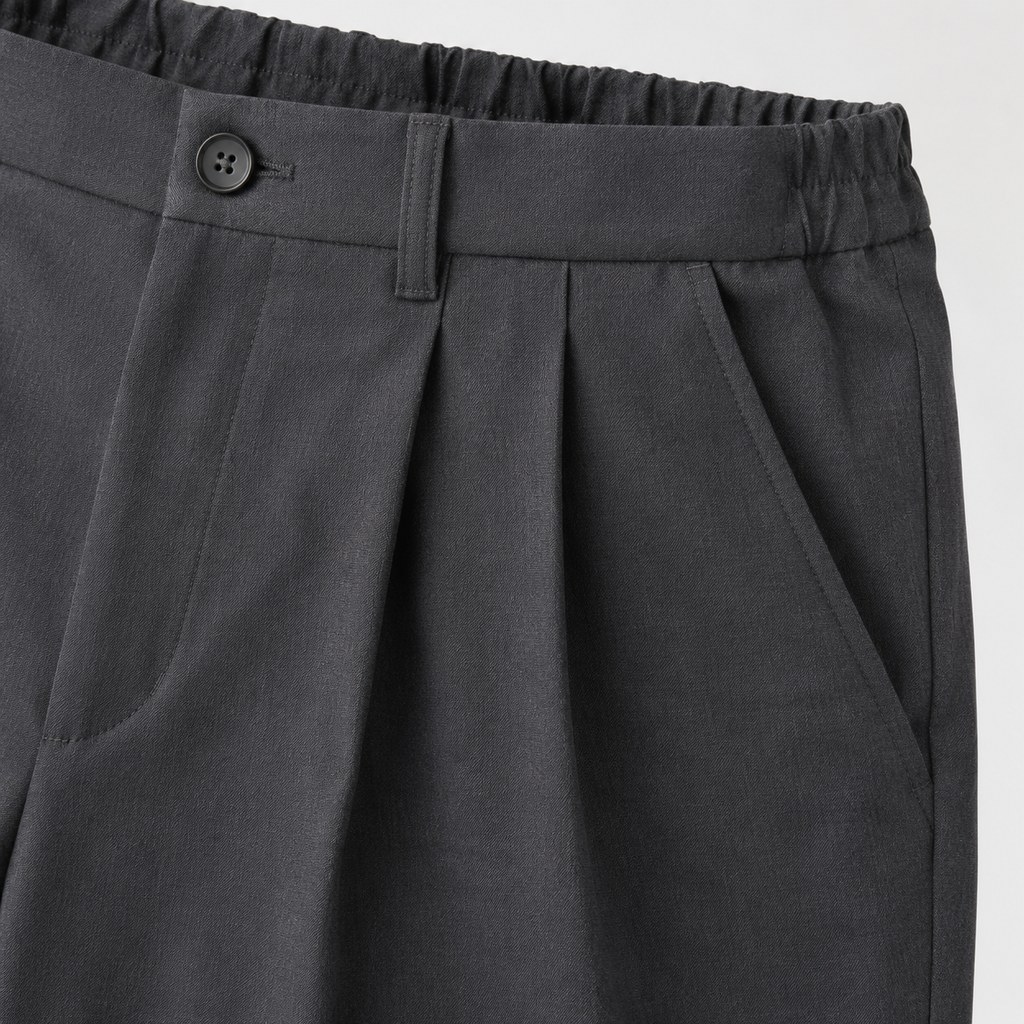 Relaxed Pleated Trousers in Charcoal — wholesale menswear product photo — view 3