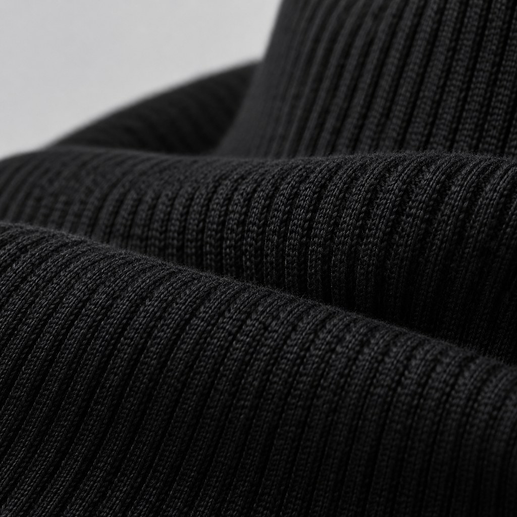 Ribbed Turtleneck in Black — wholesale menswear product photo — view 2