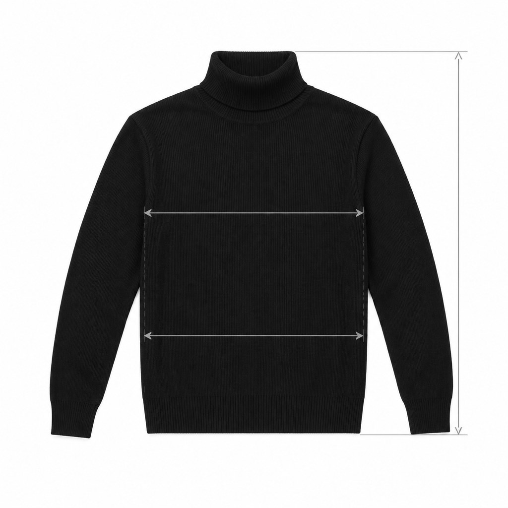 Ribbed Turtleneck in Black — wholesale menswear product photo — view 5