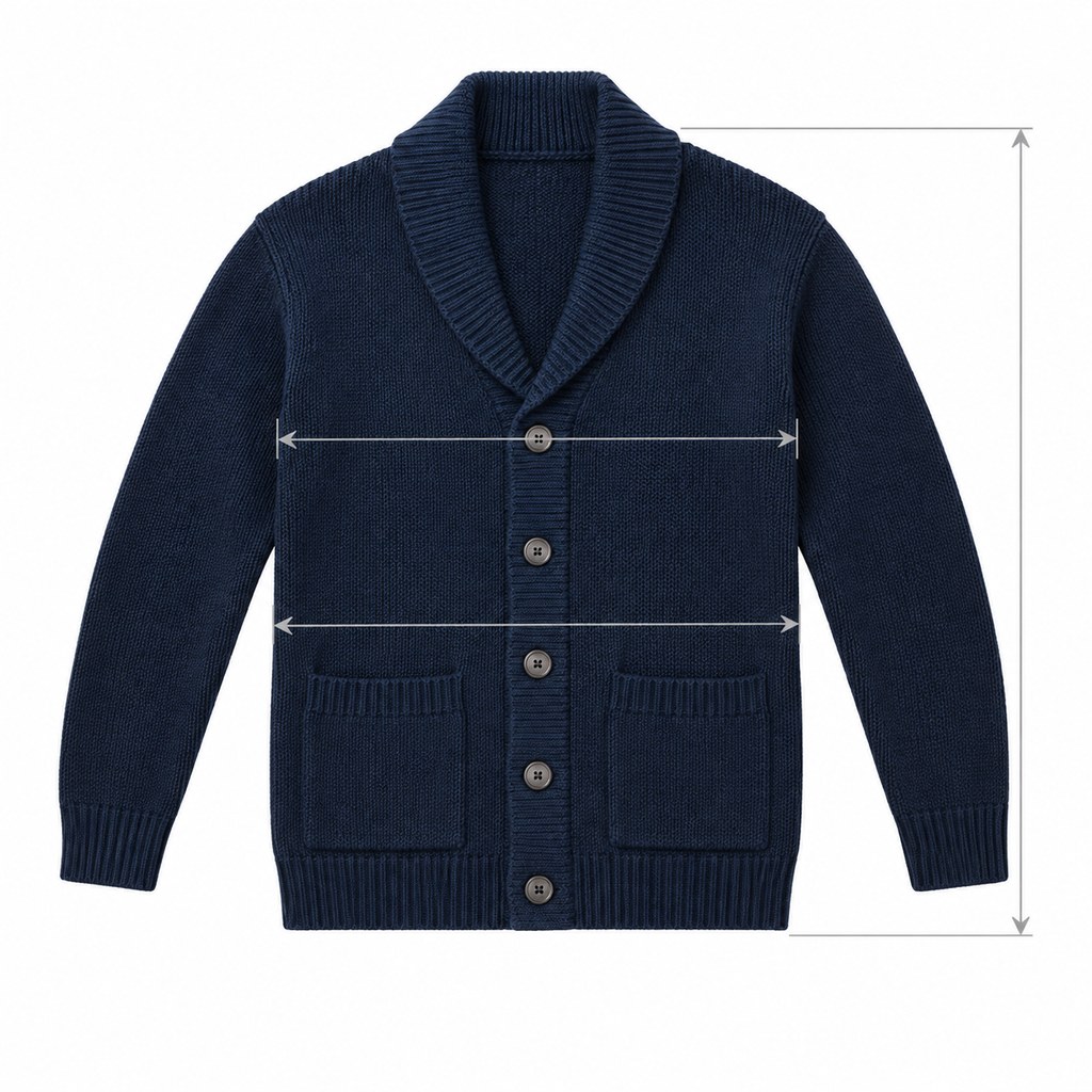 Shawl-Collar Cardigan in Navy — wholesale menswear product photo — view 5