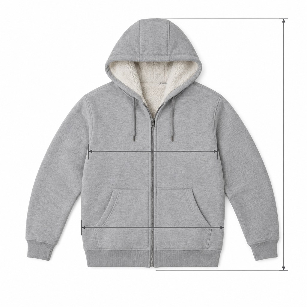 Sherpa-Lined Zip Hoodie in Heather Grey — wholesale menswear product photo — view 5