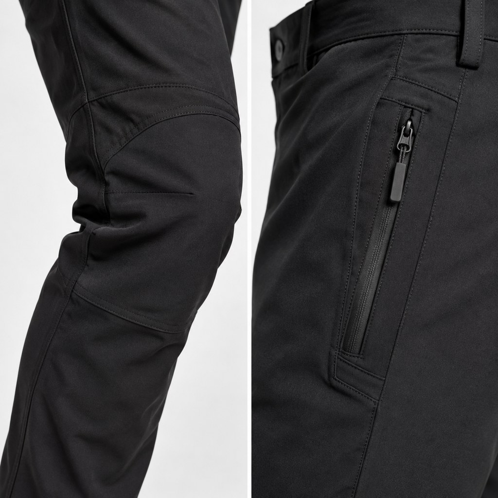 Slim-Fit Panel Trousers in Black — wholesale menswear product photo — view 3