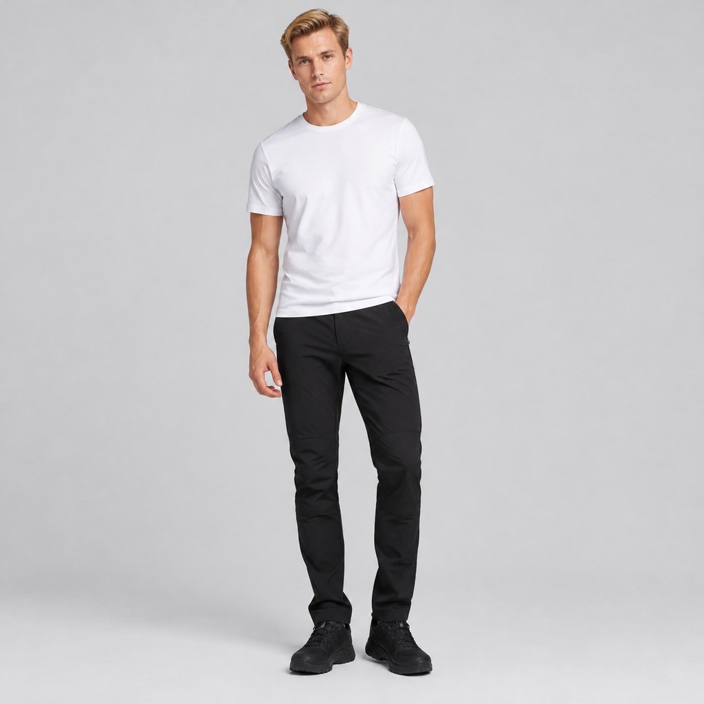 Slim-Fit Panel Trousers in Black — wholesale menswear product photo — view 4