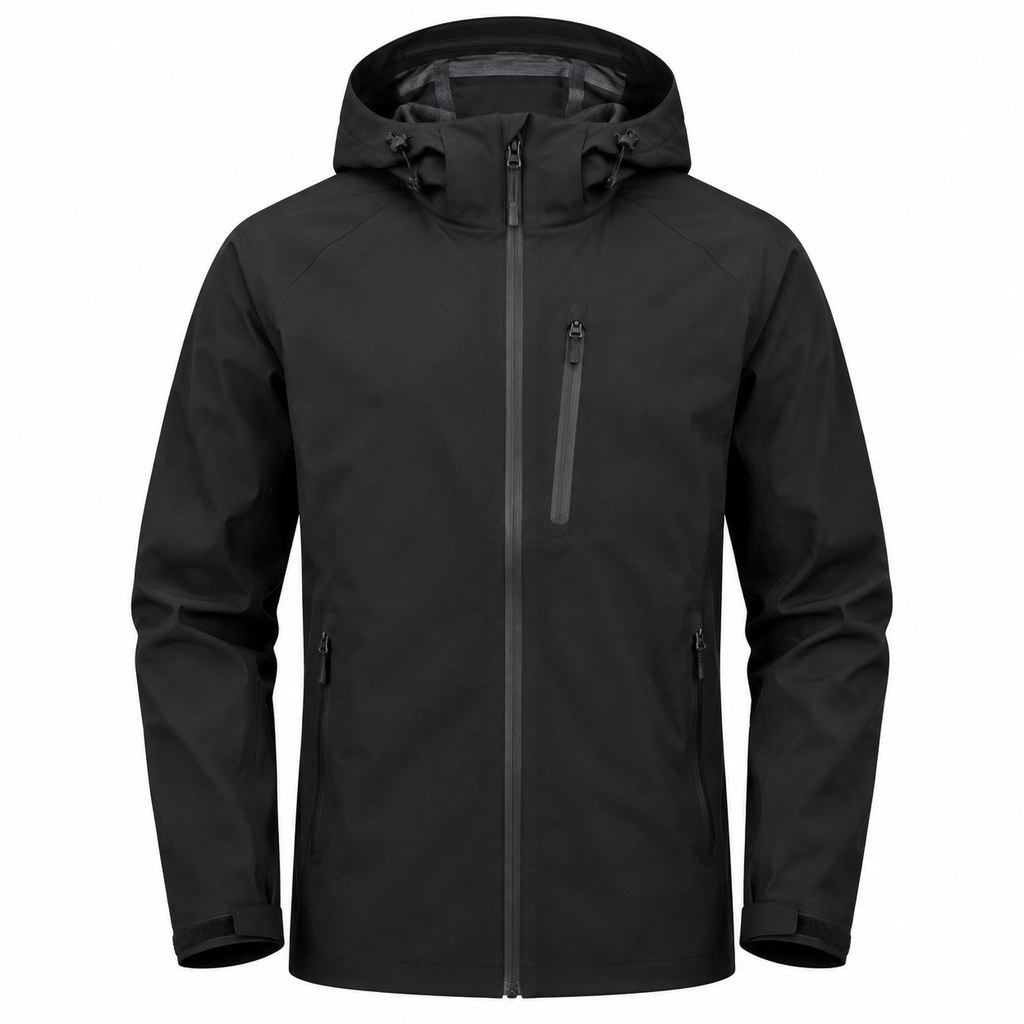 Softshell Rain Jacket in Black — wholesale menswear product photo