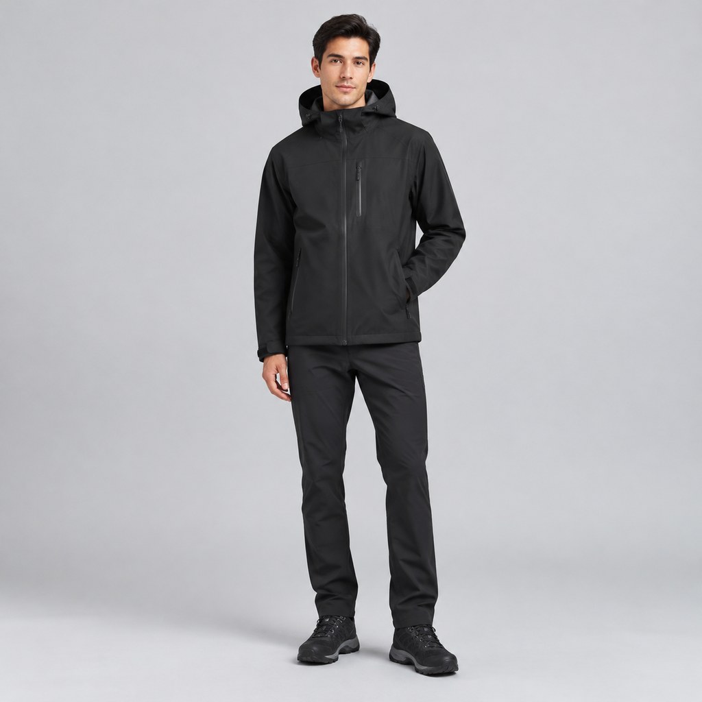 Softshell Rain Jacket in Black — wholesale menswear product photo — view 4