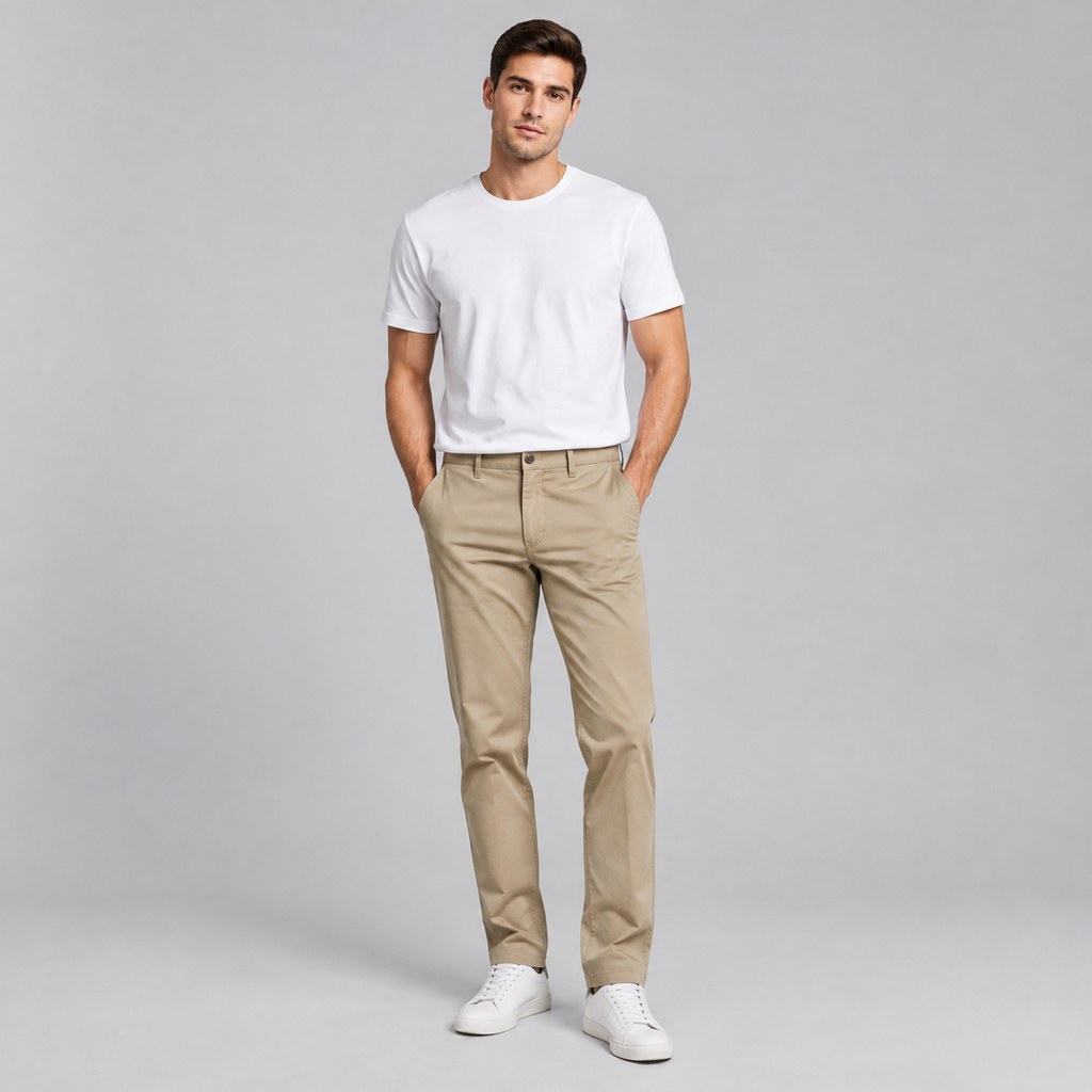 Straight-Fit Chino Pants in Khaki — wholesale menswear product photo — view 4