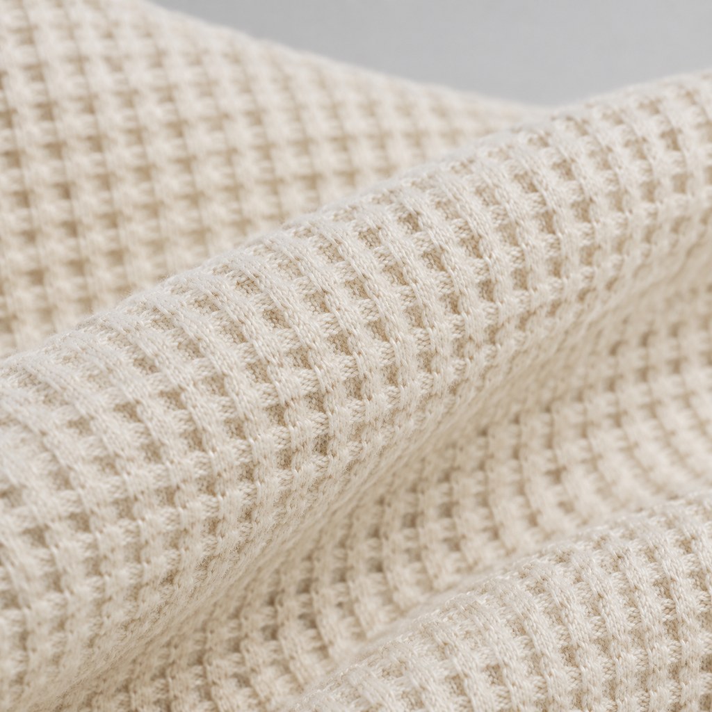 Waffle Thermal Long Sleeve in Ecru — wholesale menswear product photo — view 2