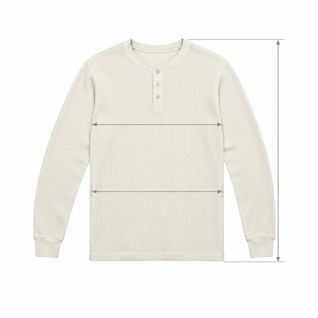 Waffle Thermal Long Sleeve in Ecru — wholesale menswear product photo — view 5