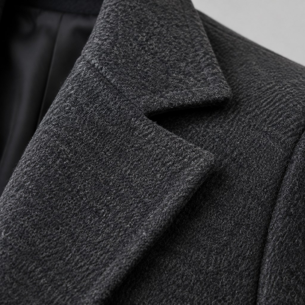 Wool-Blend Overcoat in Charcoal — wholesale menswear product photo — view 2