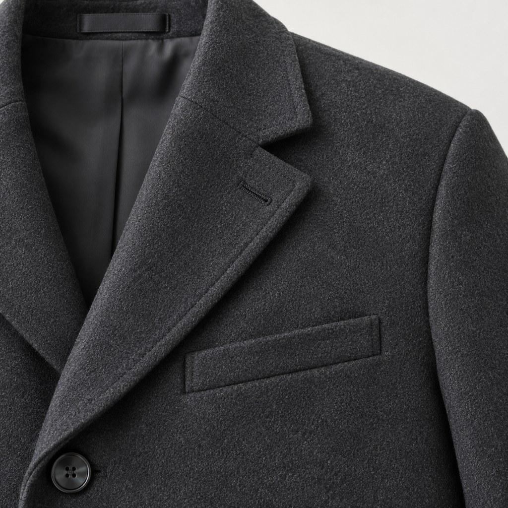 Wool-Blend Overcoat in Charcoal — wholesale menswear product photo — view 3